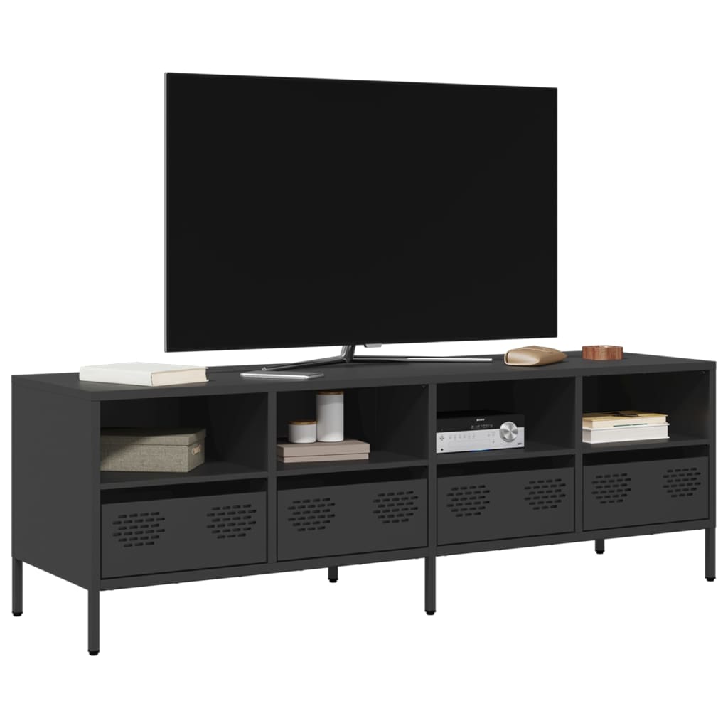 Meuble TV en acier au style industriel-Noir-135 cm-1-La-Fabrique-Industrielle