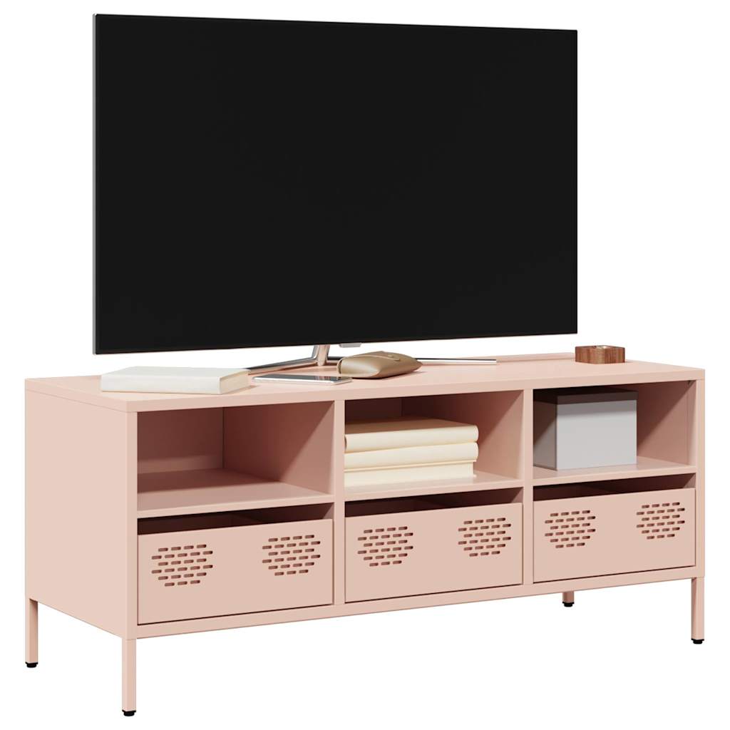 Meuble TV en acier au style industriel-Rose-101.5 cm-1-La-Fabrique-Industrielle