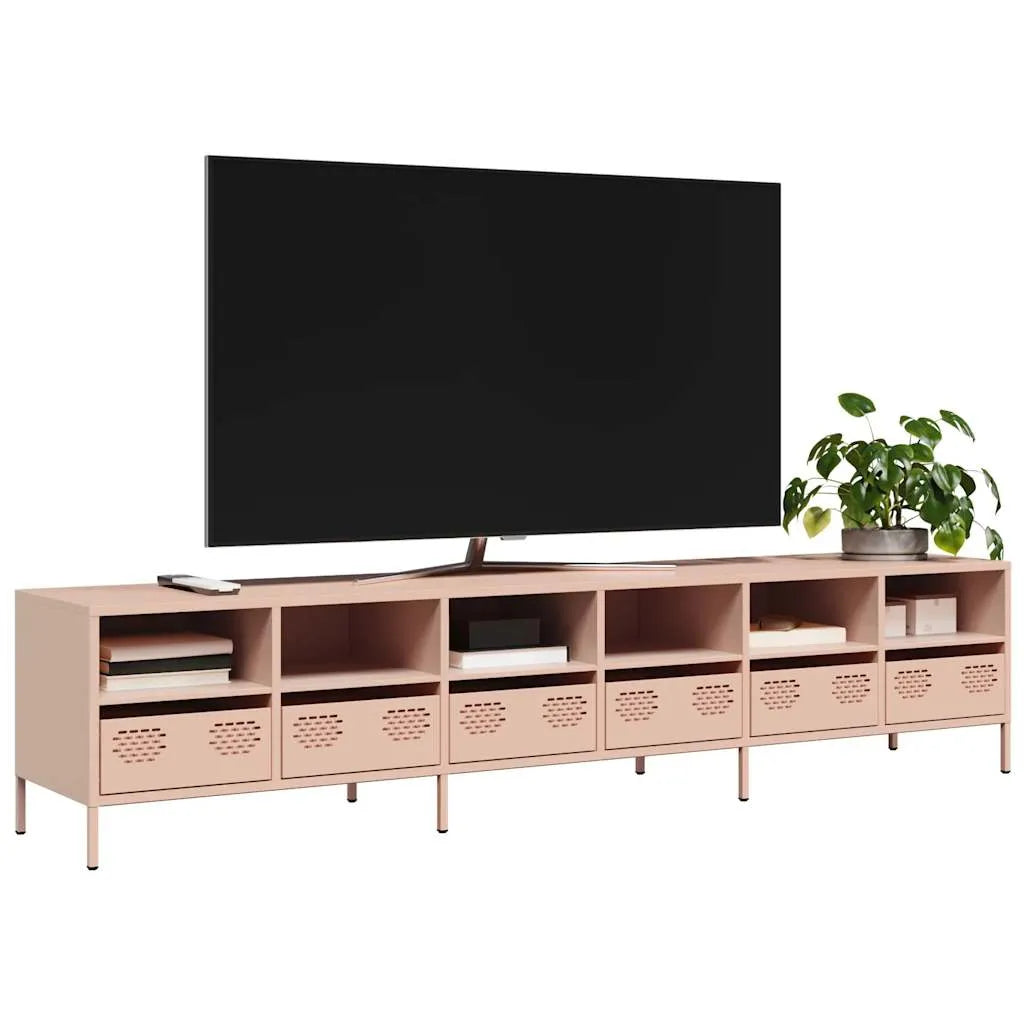Meuble TV en acier au style industriel-Rose-202 cm-1-La-Fabrique-Industrielle