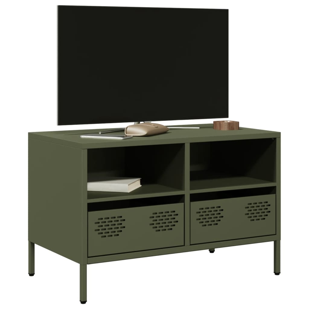 Meuble TV en acier au style industriel-Vert olive-68 cm-1-La-Fabrique-Industrielle