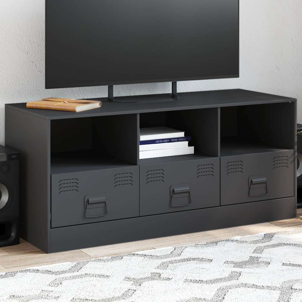 Meuble TV en Acier au Style Industriel-Anthracite-1-La-Fabrique-Industrielle