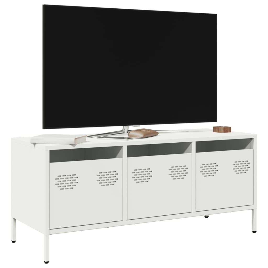 Meuble TV en Acier au Style Industriel-Blanc-101.5 cm-1-La-Fabrique-Industrielle