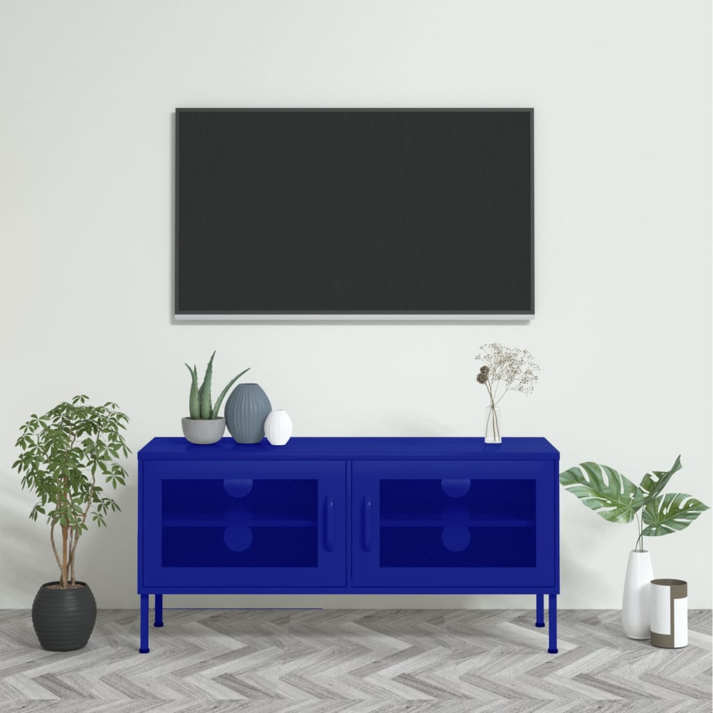 Meuble TV en Acier au Style Industriel-Bleu marine-1-La-Fabrique-Industrielle