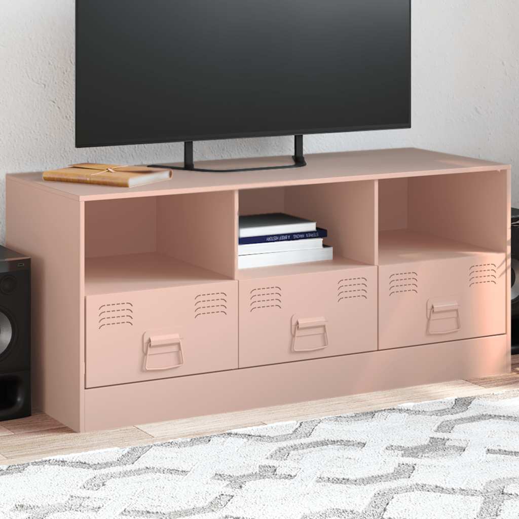 Meuble TV en Acier au Style Industriel-Rose-1-La-Fabrique-Industrielle