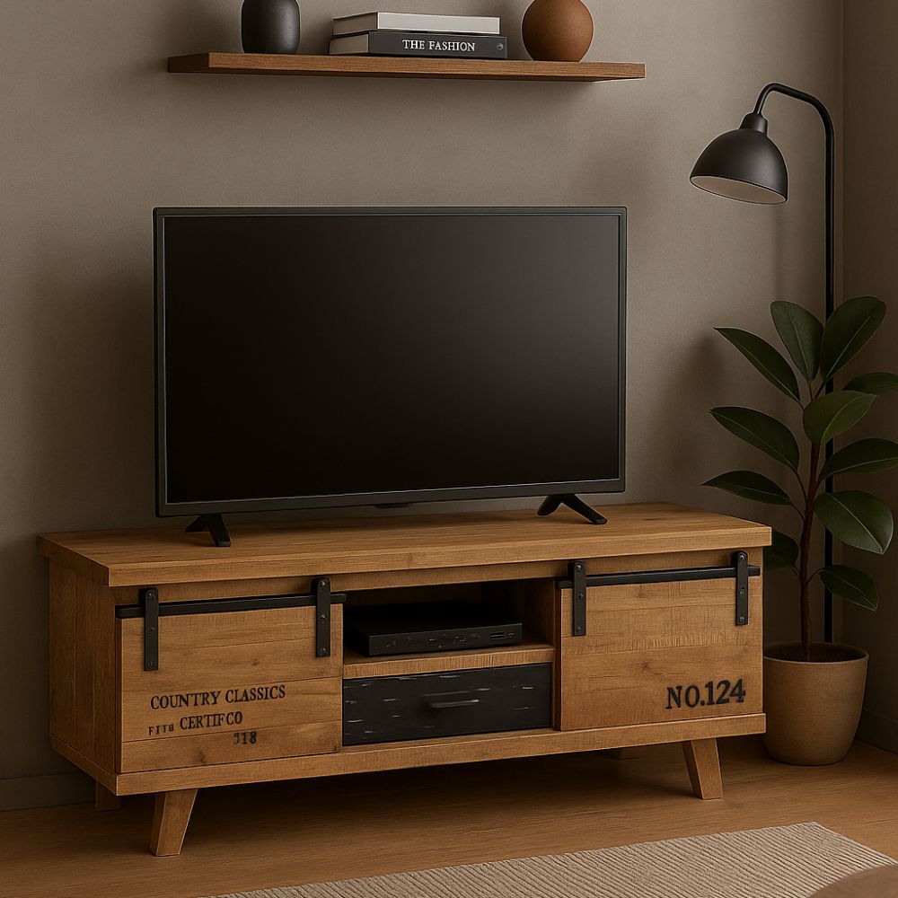 Meuble TV en Bois Massif au Style Industriel-La Fabrique Industrielle