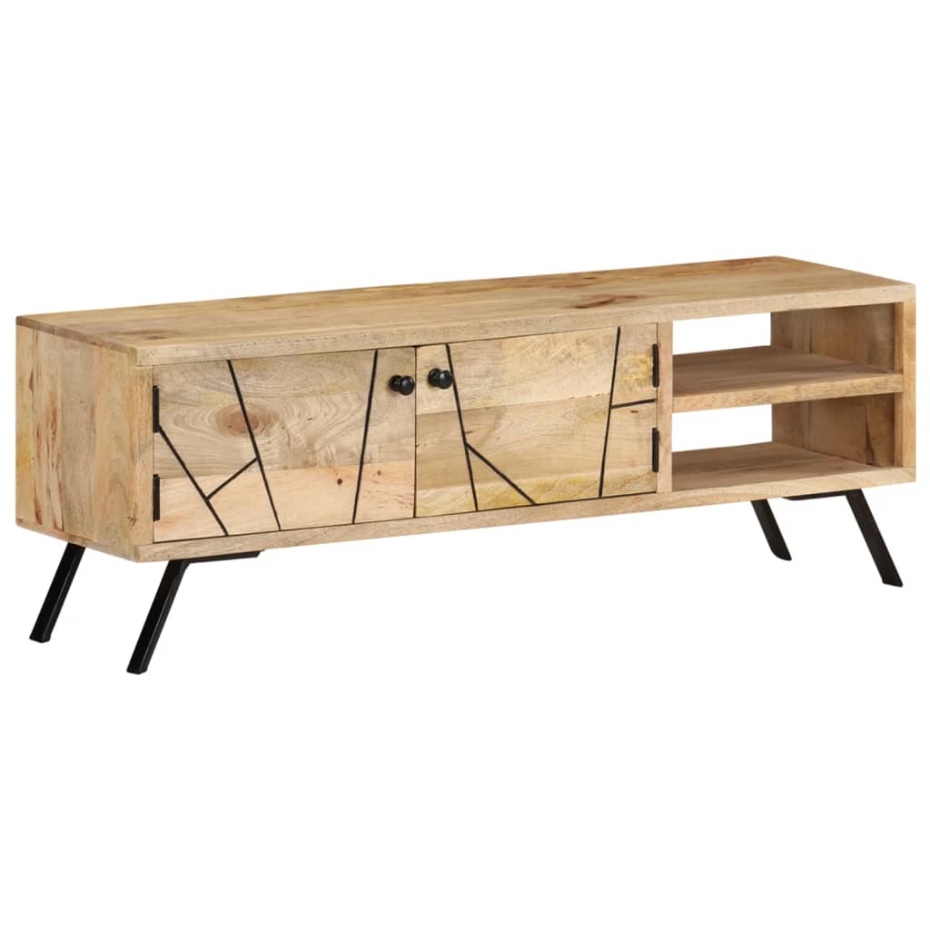 Meuble TV en Bois Massif de Manguier avec Style Industriel-La-Fabrique-Industrielle