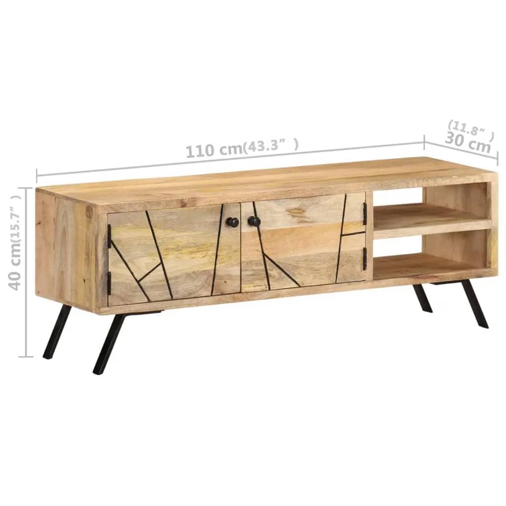 Meuble TV en Bois Massif de Manguier avec Style Industriel-La-Fabrique-Industrielle