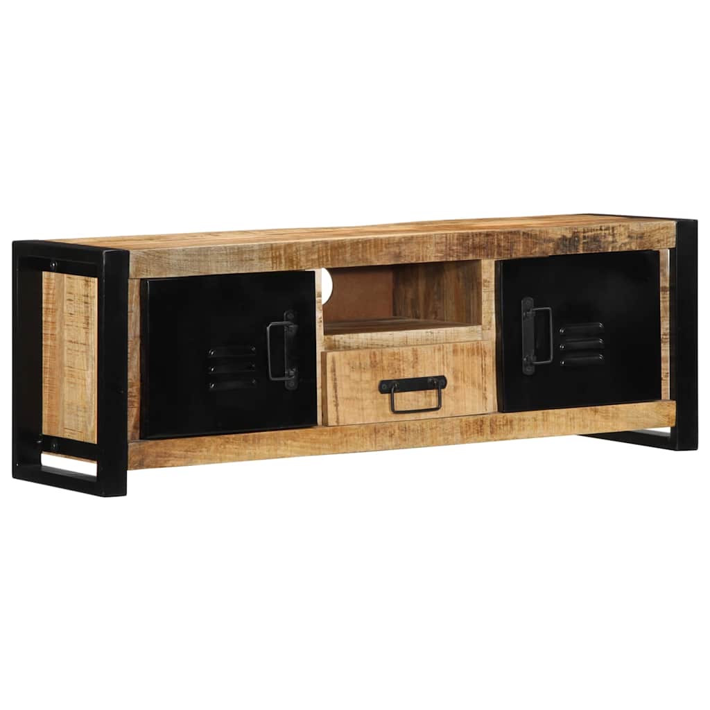Meuble TV en Bois Massif et Fer Forgé-Bois de manguier brut massif-1-La-Fabrique-Industrielle