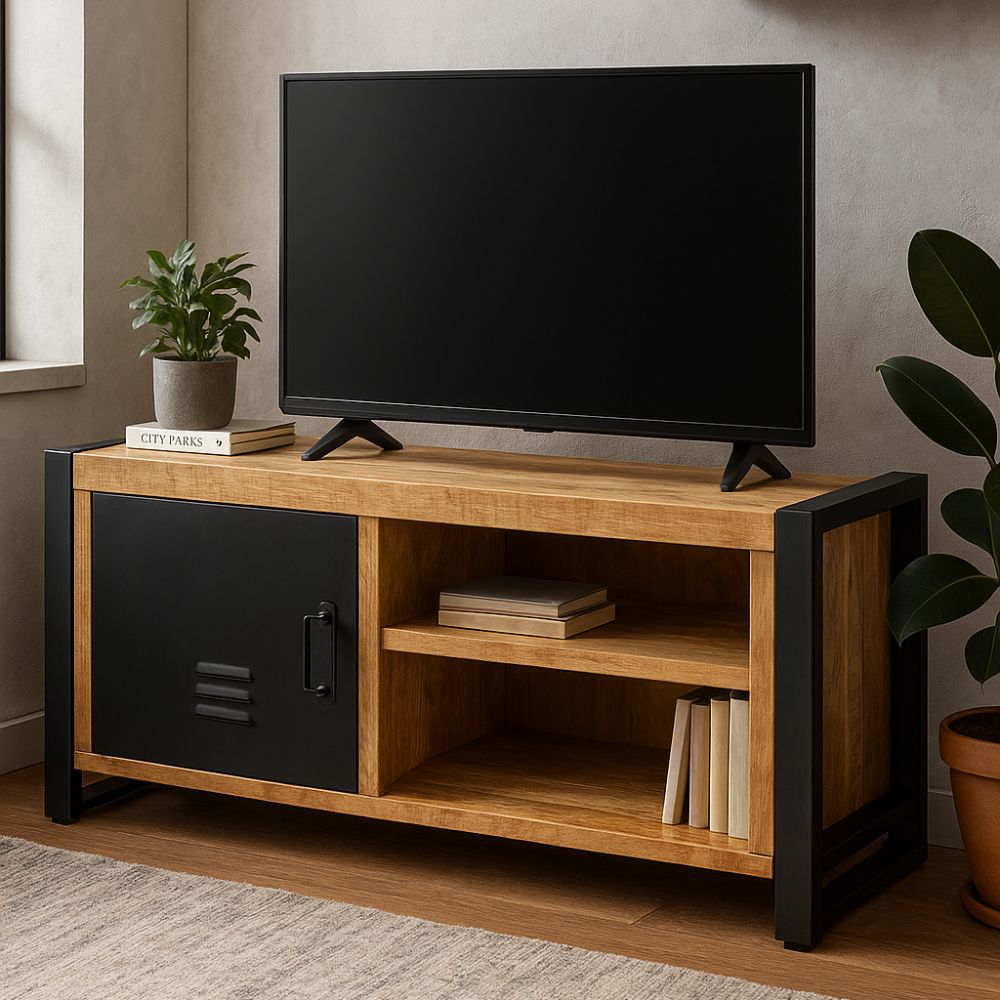 Meuble TV en Bois Massif et Métal Indus-La Fabrique Industrielle