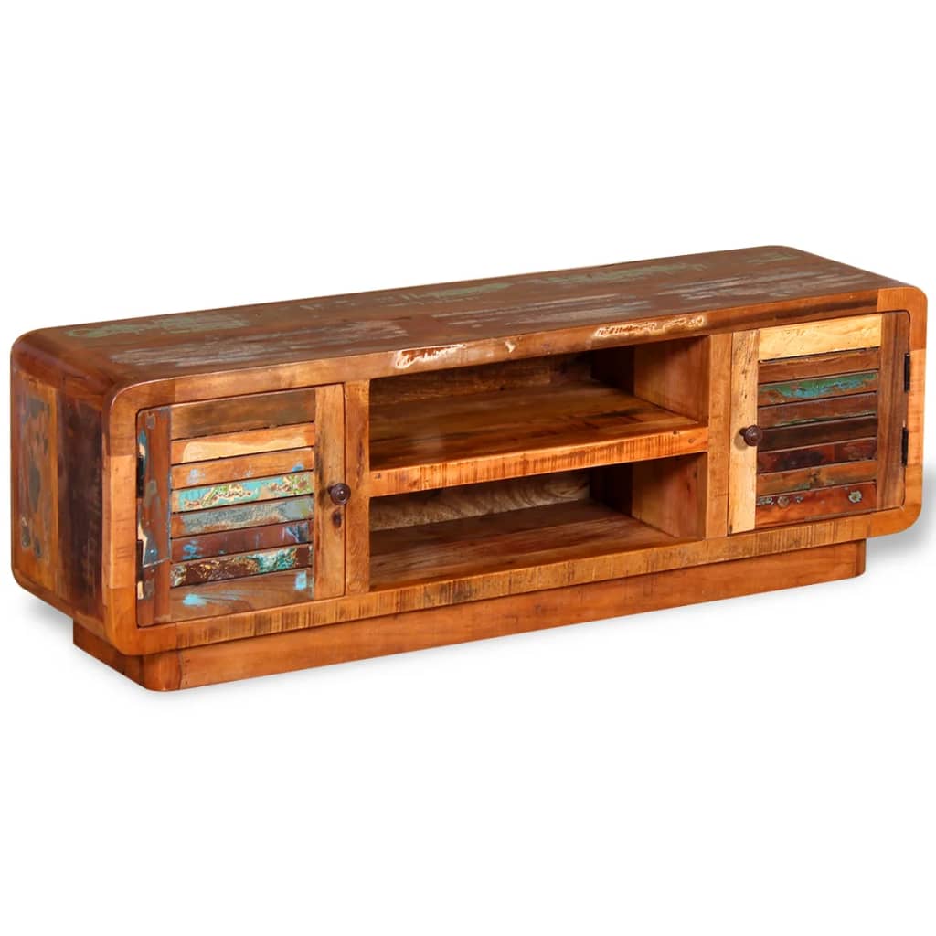 Meuble TV en Bois Massif et Recyclé 120 cm-La-Fabrique-Industrielle