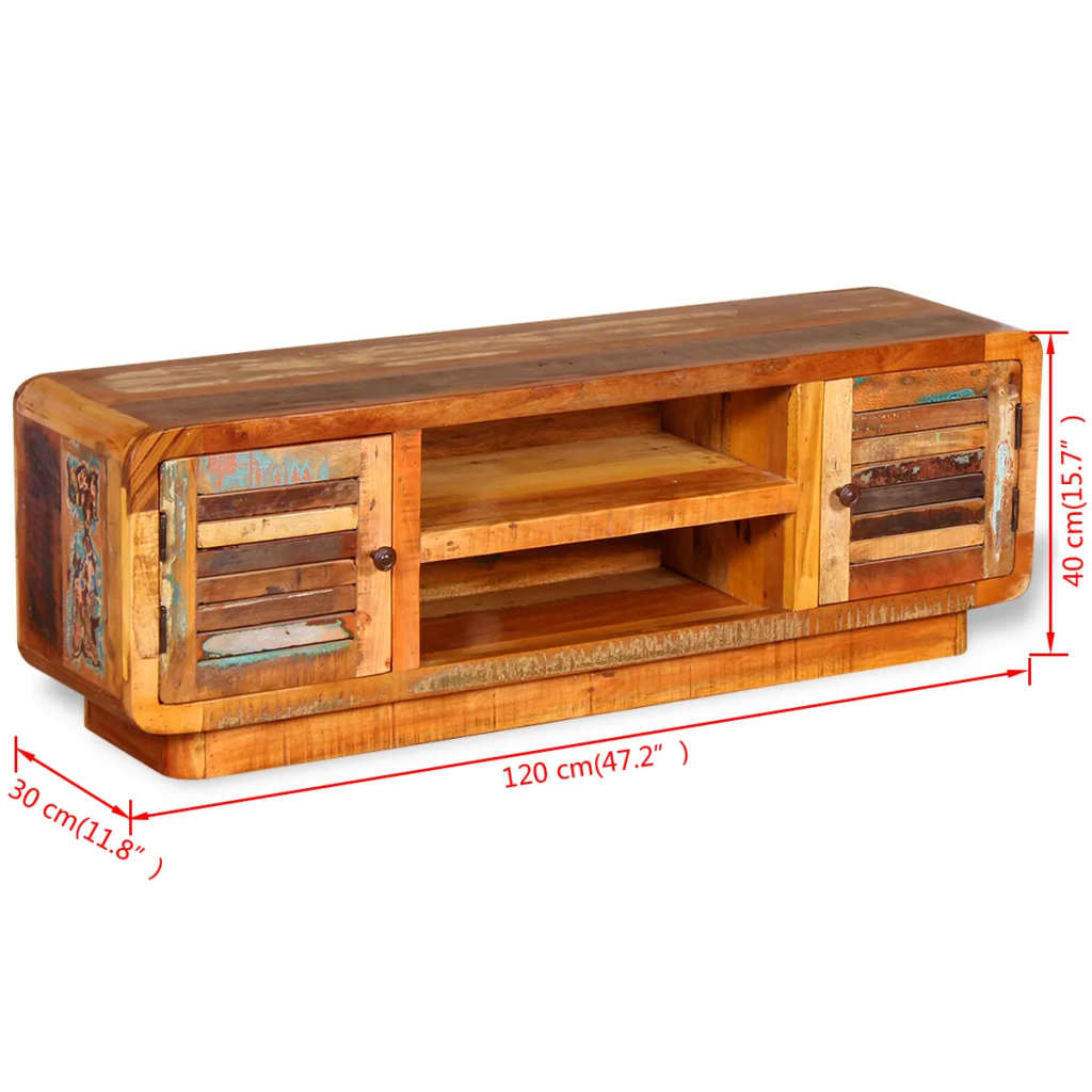 Meuble TV en Bois Massif et Recyclé 120 cm-La-Fabrique-Industrielle