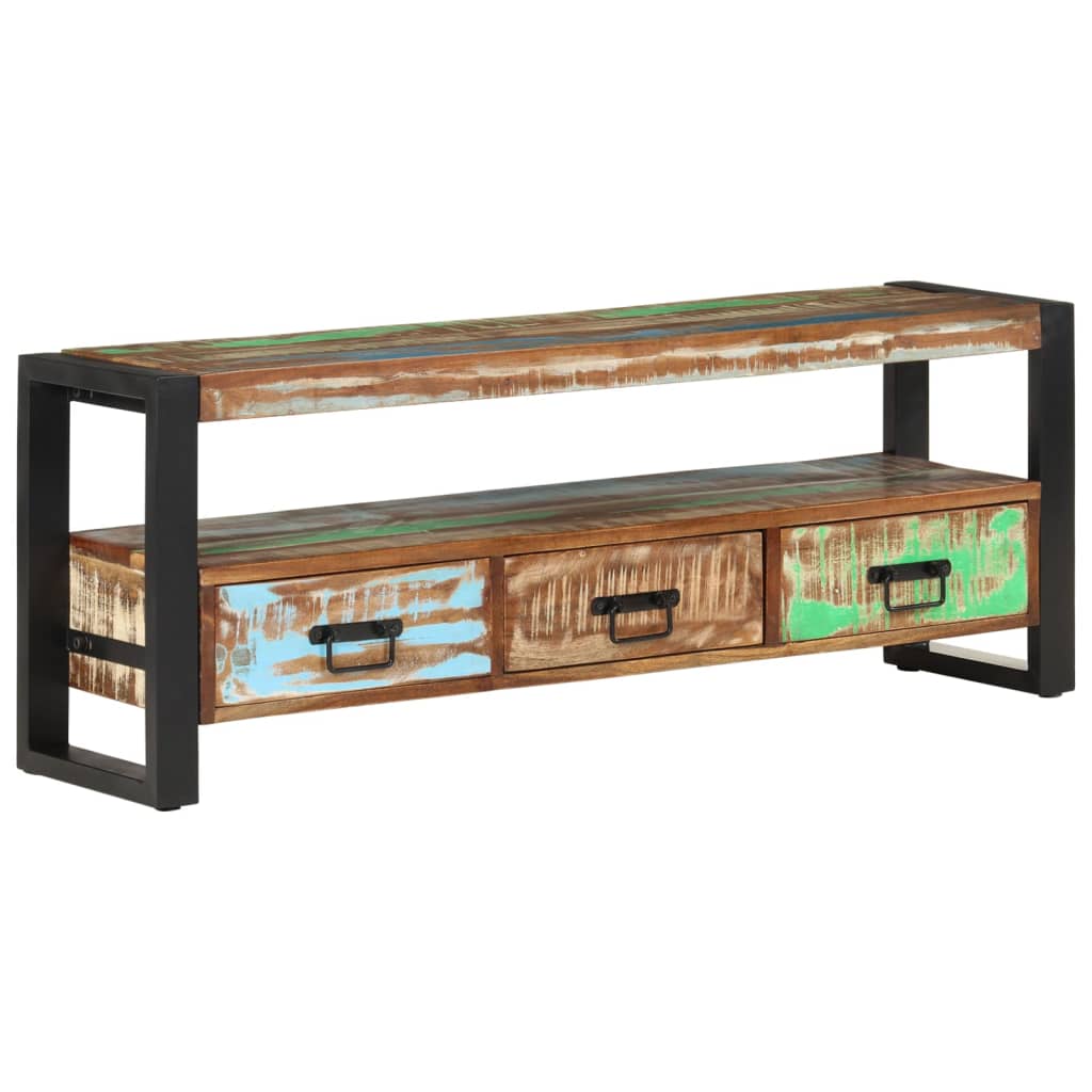 Meuble TV en Bois Recyclé Coloré Vintage-La-Fabrique-Industrielle
