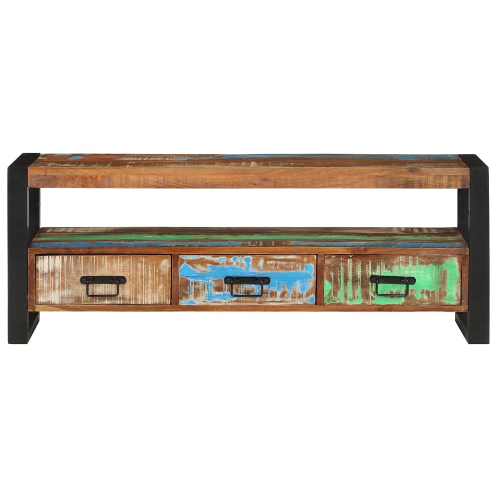 Meuble TV en Bois Recyclé Coloré Vintage-La-Fabrique-Industrielle