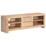 Meuble TV en Bois d'Acacia Massif et Design Industriel-Marron clair-1-La-Fabrique-Industrielle