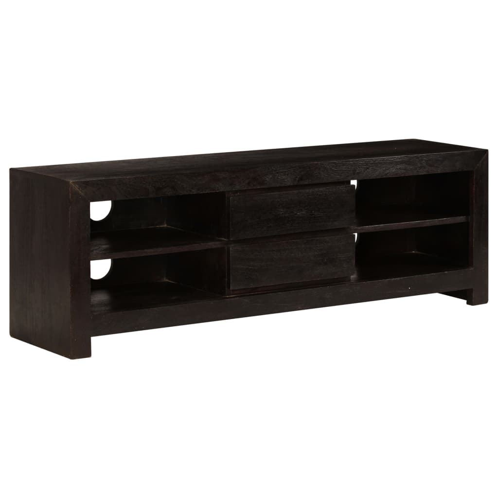 Meuble TV en Bois d'Acacia Massif et Design Industriel-Marron foncé-1-La-Fabrique-Industrielle