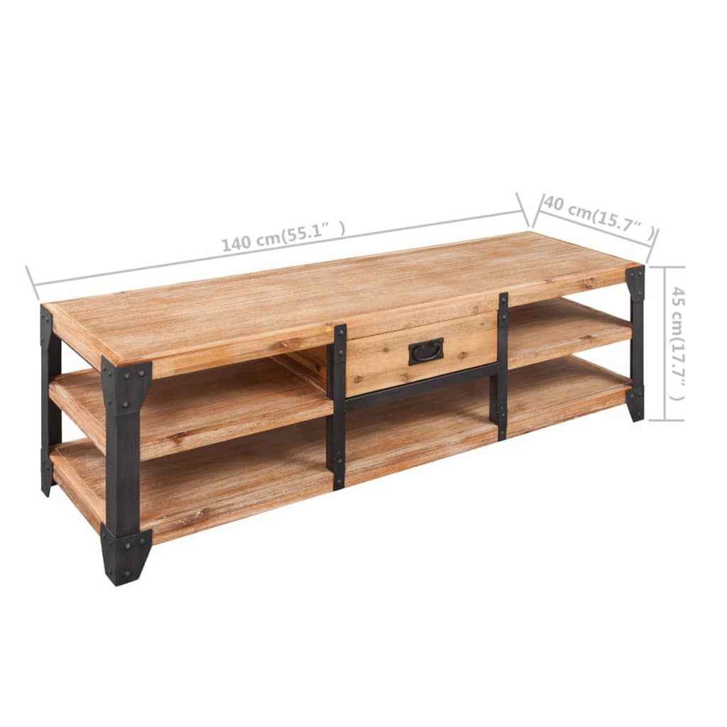 Meuble TV en Bois d'Acacia Massif-La-Fabrique-Industrielle
