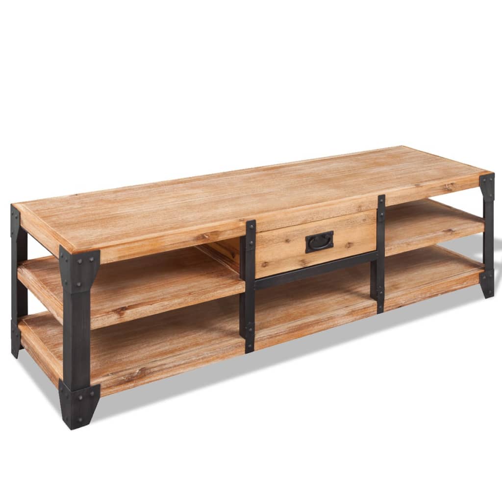 Meuble TV en Bois d'Acacia Massif-La-Fabrique-Industrielle