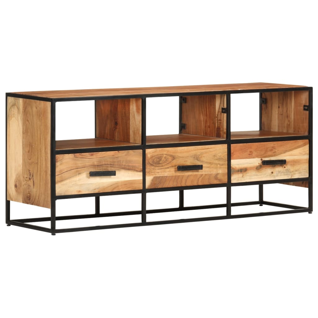 Meuble TV en Bois d'Acacia et Fer-Marron-1-La-Fabrique-Industrielle