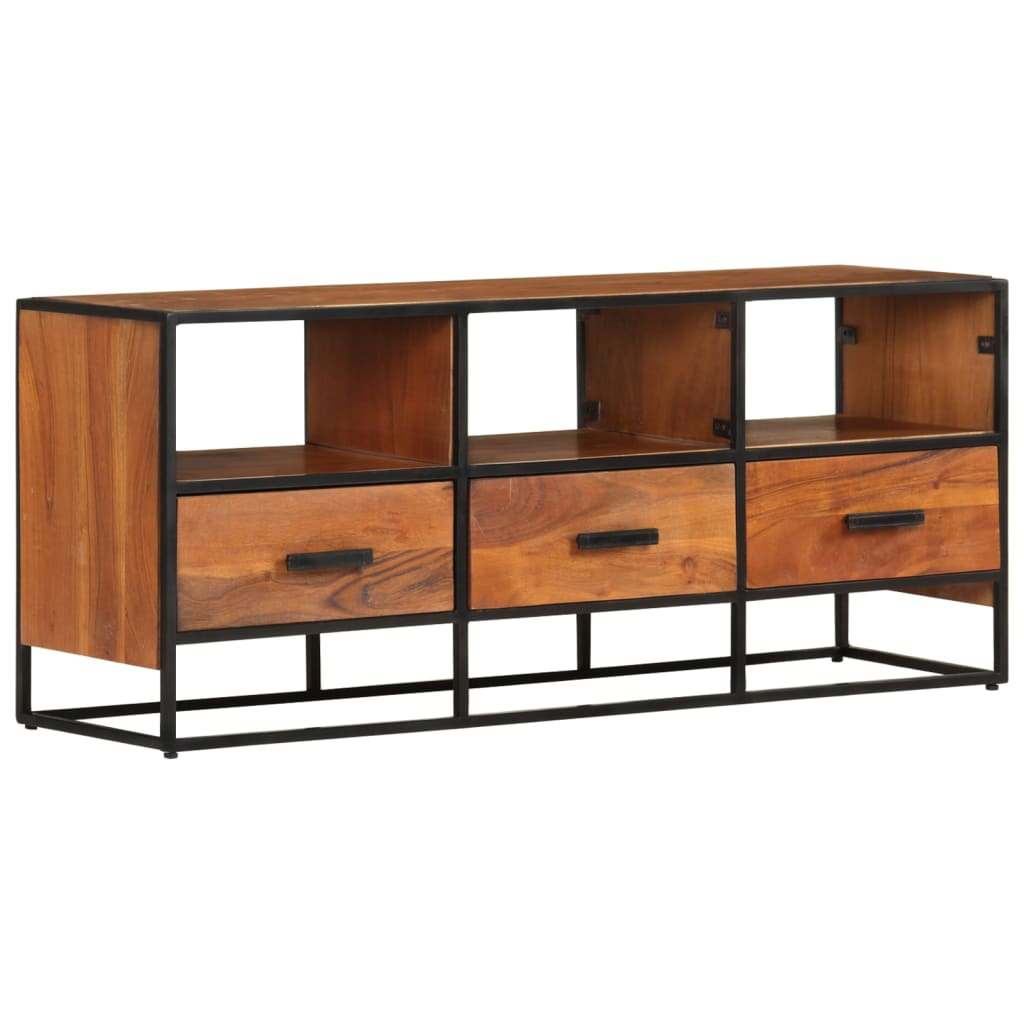 Meuble TV en Bois d'Acacia et Fer-Marron foncé-1-La-Fabrique-Industrielle
