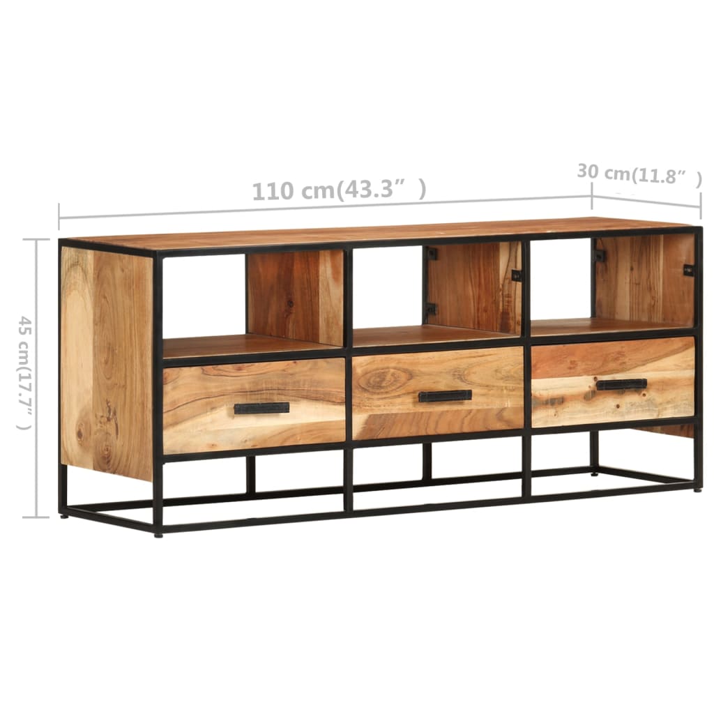Meuble TV en Bois d'Acacia et Fer-La-Fabrique-Industrielle