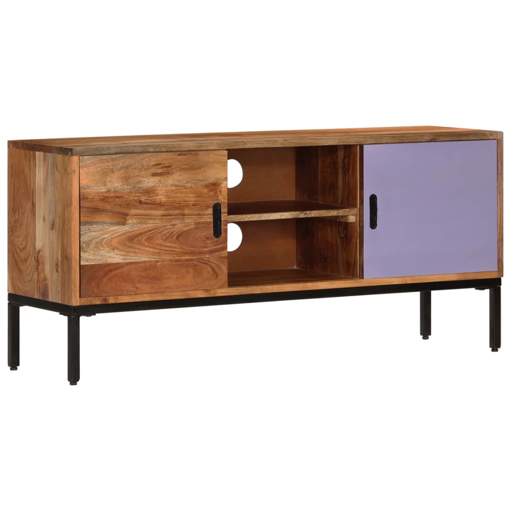 Meuble TV en Bois d'Acacia et Gris-La-Fabrique-Industrielle