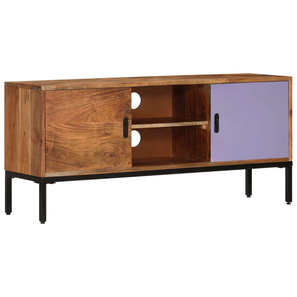 Meuble TV en Bois d'Acacia et Gris-La-Fabrique-Industrielle