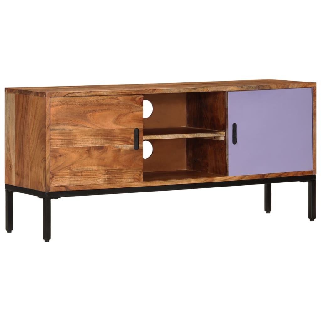 Meuble TV en Bois d'Acacia et Gris-La-Fabrique-Industrielle
