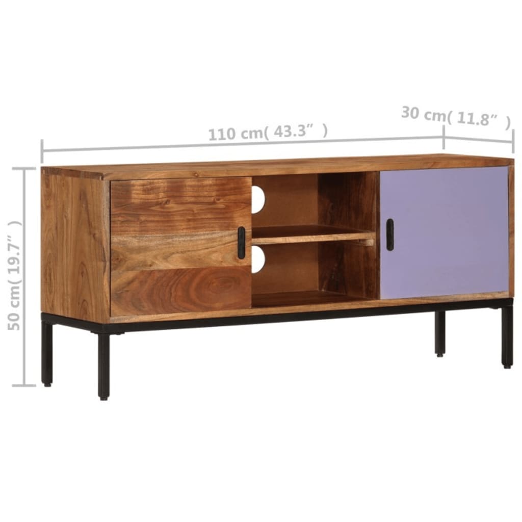 Meuble TV en Bois d'Acacia et Gris-La-Fabrique-Industrielle