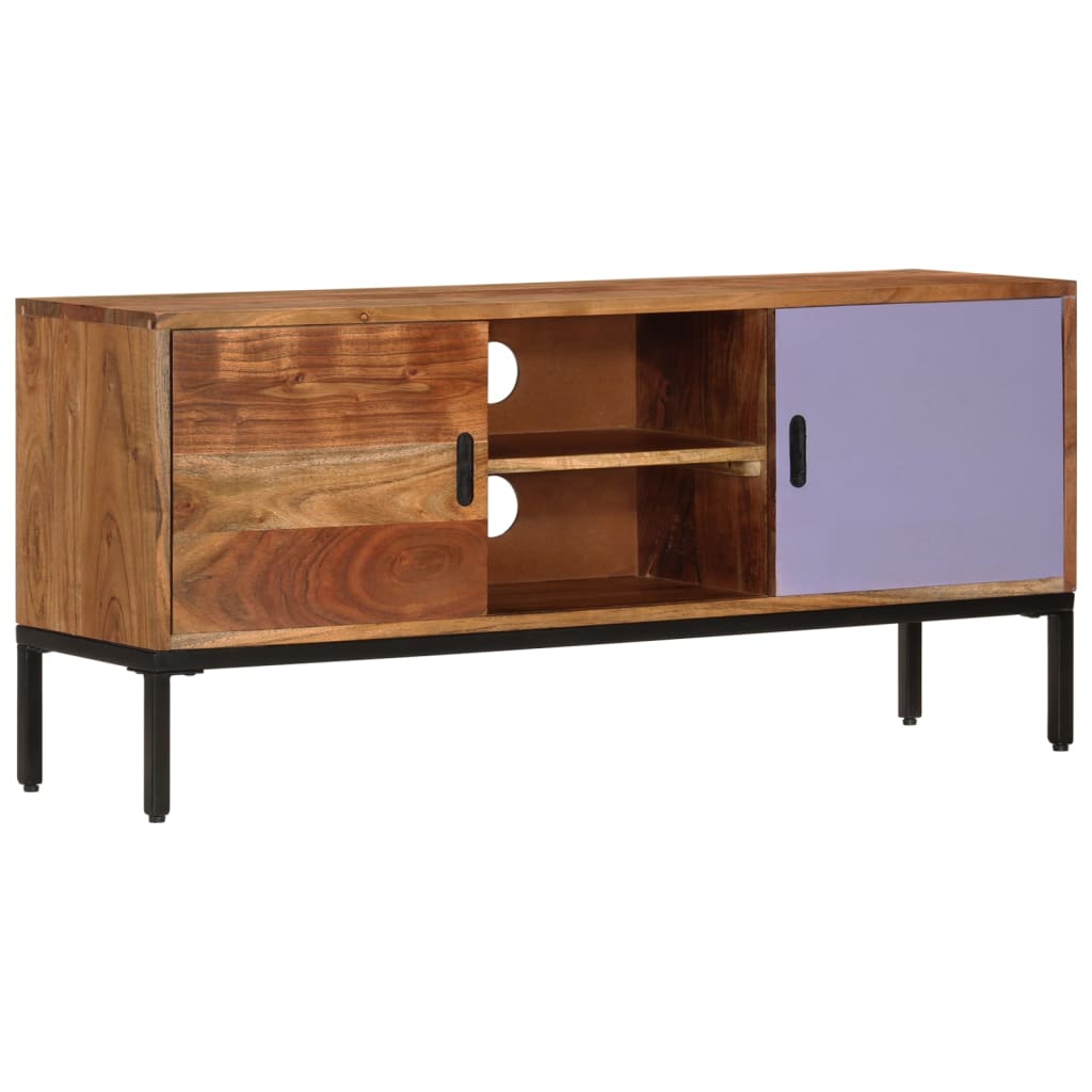 Meuble TV en Bois d'Acacia et Gris-La-Fabrique-Industrielle