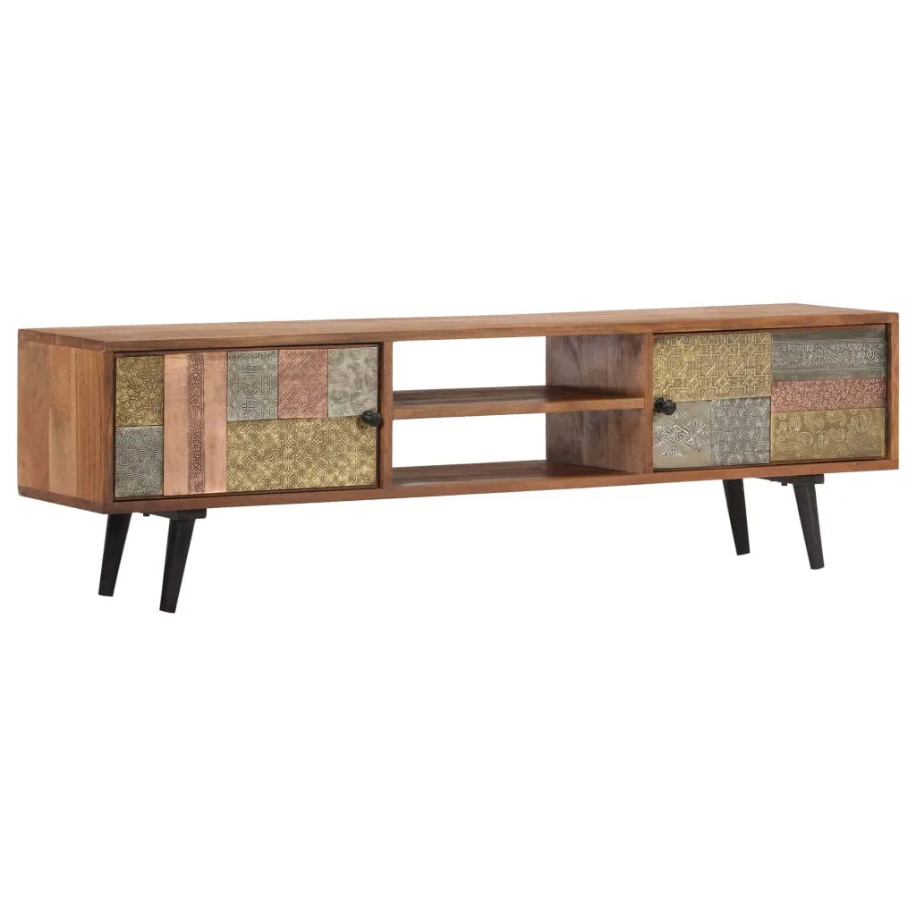 Meuble TV en bois d'acacia et pieds noirs-140 cm-1-La-Fabrique-Industrielle