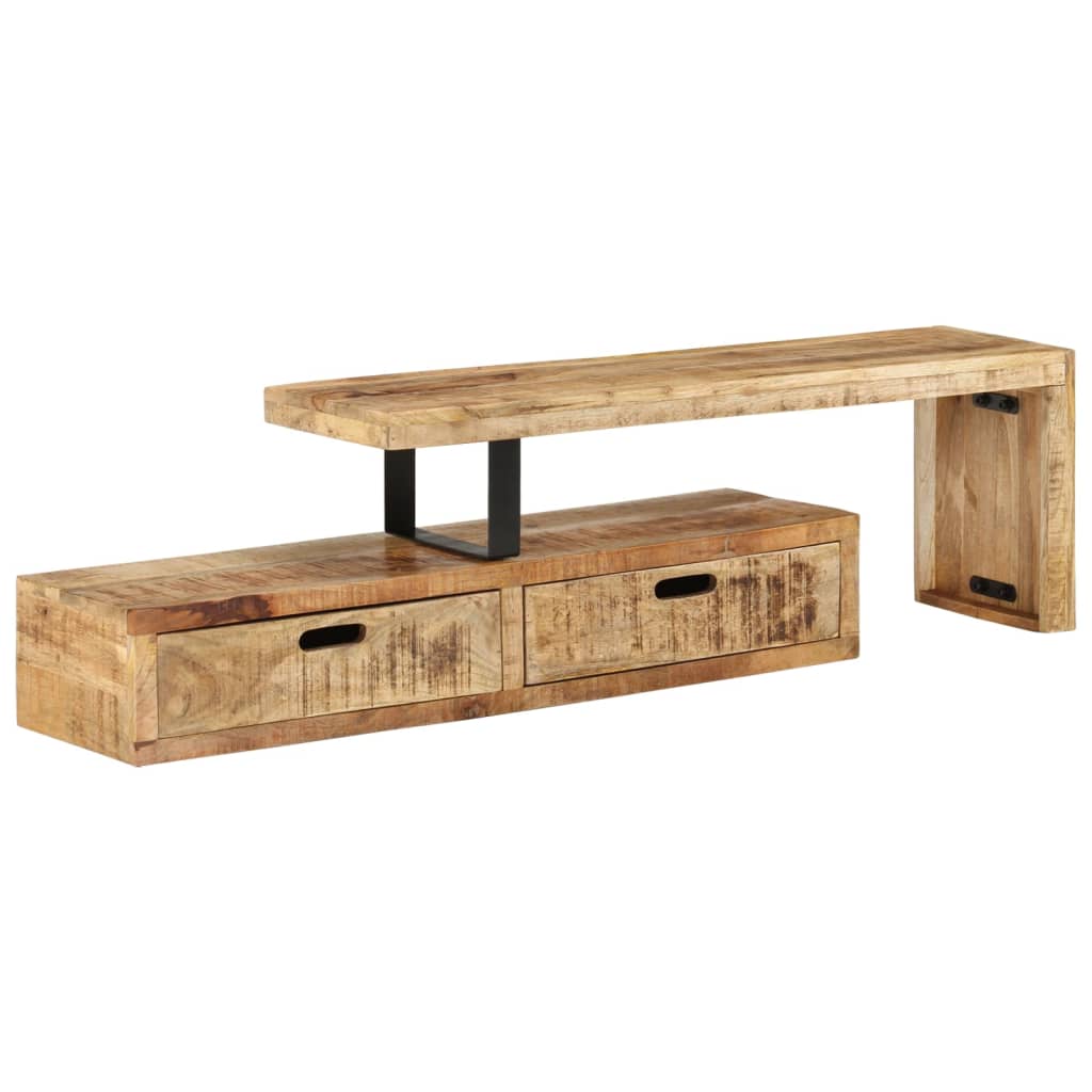 Meuble TV en Bois de Manguier Authentique-112 cm-bois de manguier massif-1-La-Fabrique-Industrielle