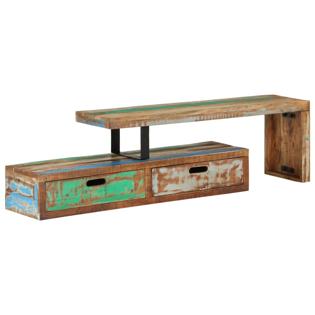 Meuble TV en Bois de Manguier Authentique-112 cm-bois de récupération massif-1-La-Fabrique-Industrielle