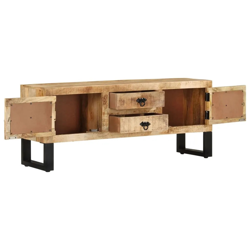 Meuble TV en bois de manguier brut au style industriel-La-Fabrique-Industrielle