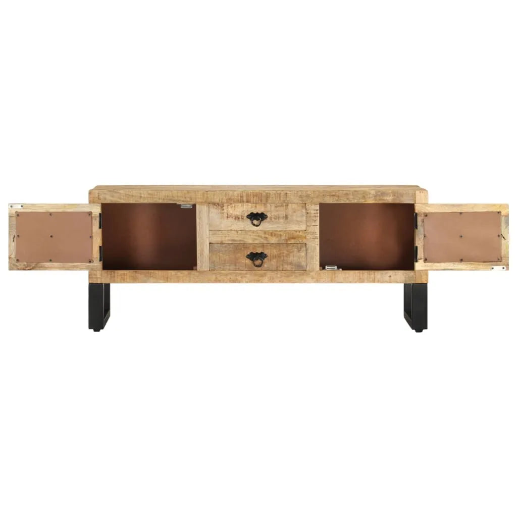 Meuble TV en bois de manguier brut au style industriel-La-Fabrique-Industrielle