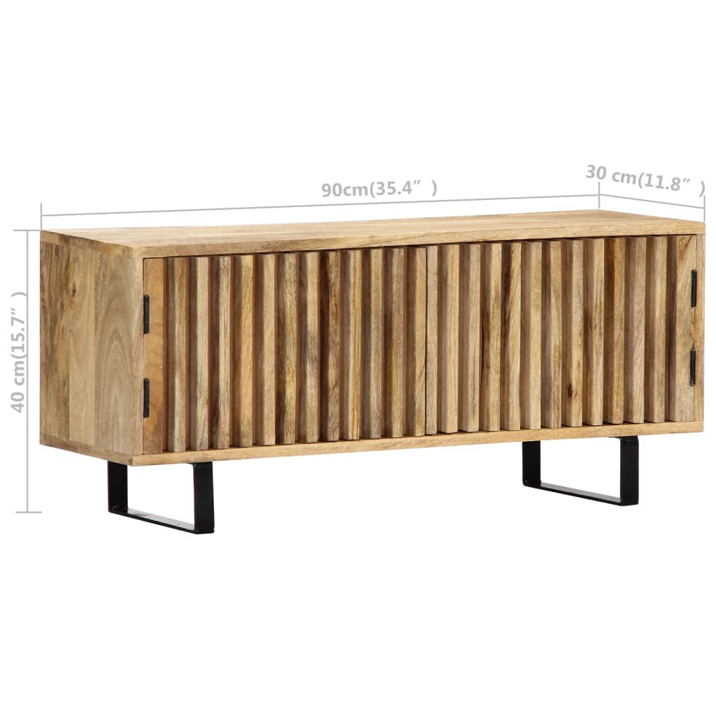 Meuble TV en Bois de Manguier Massif et Fer-La-Fabrique-Industrielle