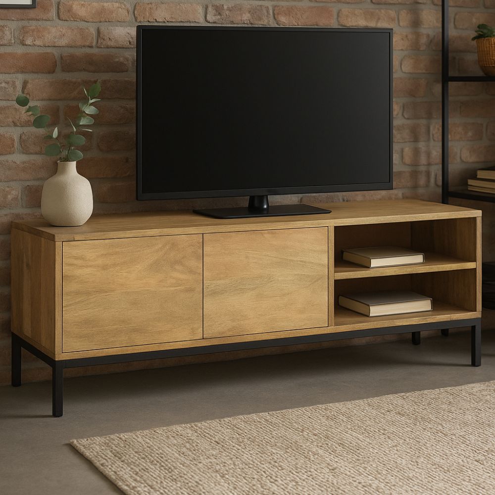Meuble TV en Bois de Manguier et Métal-La Fabrique Industrielle