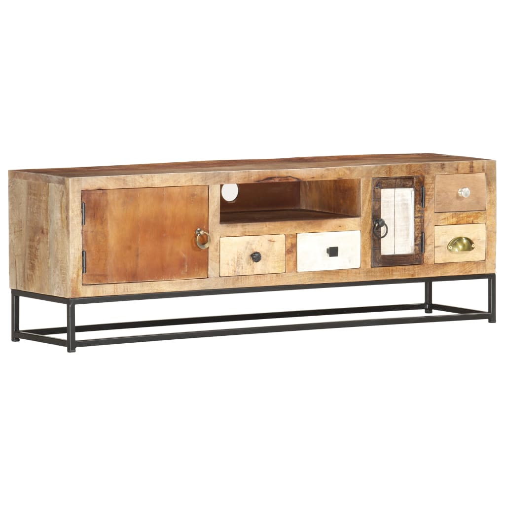 Meuble TV en Bois de Récupération et Acier 120 cm-La-Fabrique-Industrielle