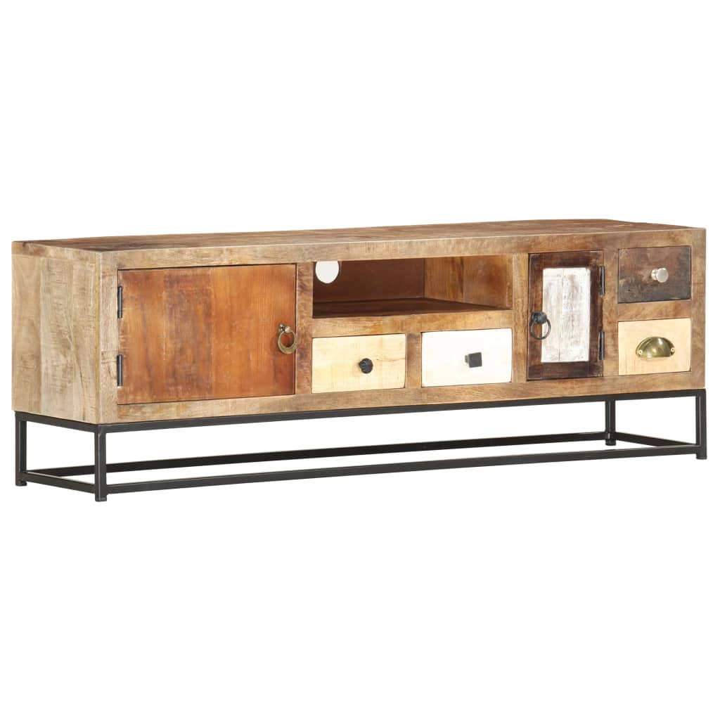 Meuble TV en Bois de Récupération et Acier 120 cm-La-Fabrique-Industrielle