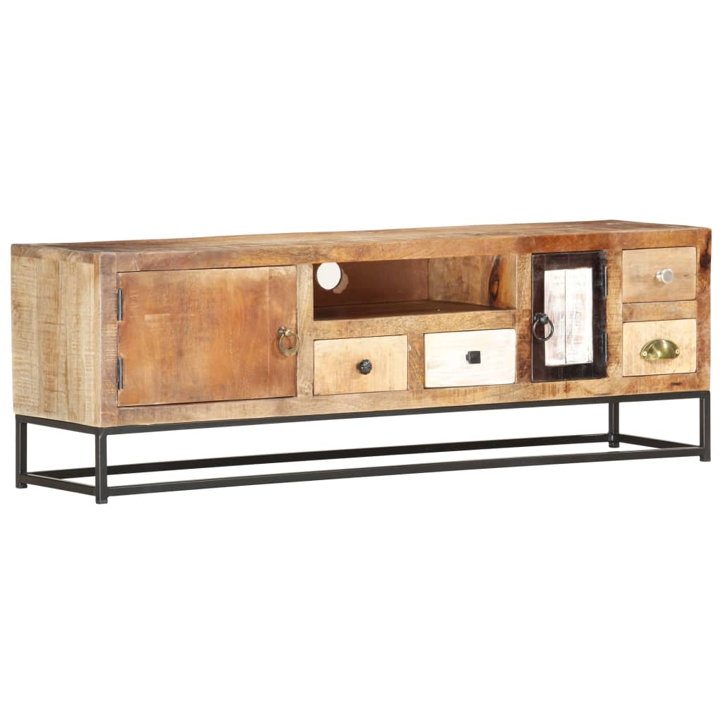 Meuble TV en Bois de Récupération et Acier 120 cm-La-Fabrique-Industrielle