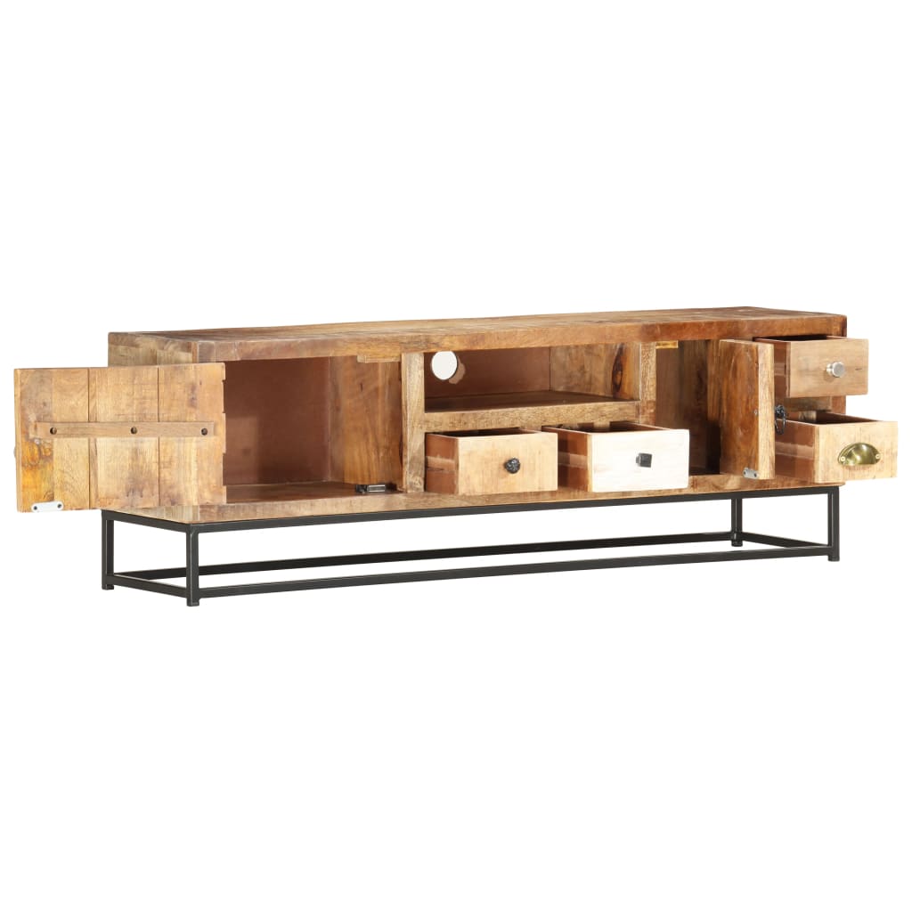 Meuble TV en Bois de Récupération et Acier 120 cm-La-Fabrique-Industrielle