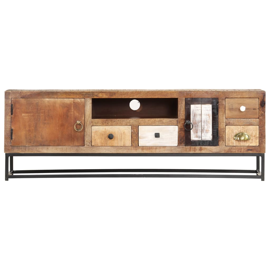 Meuble TV en Bois de Récupération et Acier 120 cm-La-Fabrique-Industrielle