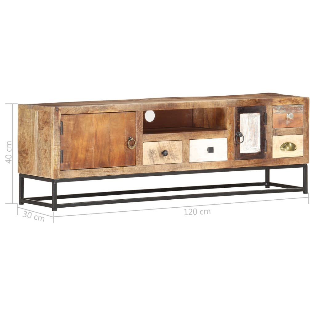 Meuble TV en Bois de Récupération et Acier 120 cm-La-Fabrique-Industrielle