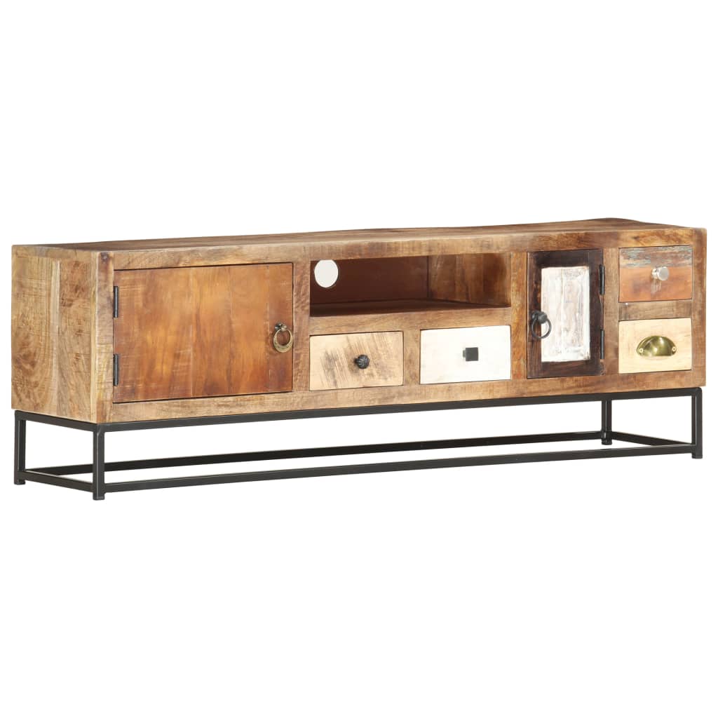 Meuble TV en Bois de Récupération et Acier 120 cm-La-Fabrique-Industrielle