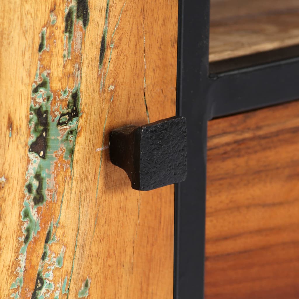 Meuble TV en Bois de Récupération et Acier Gris Foncé-La-Fabrique-Industrielle