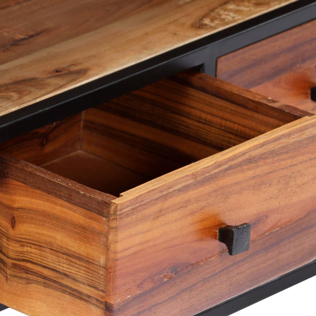 Meuble TV en Bois de Récupération et Acier Gris Foncé-La-Fabrique-Industrielle