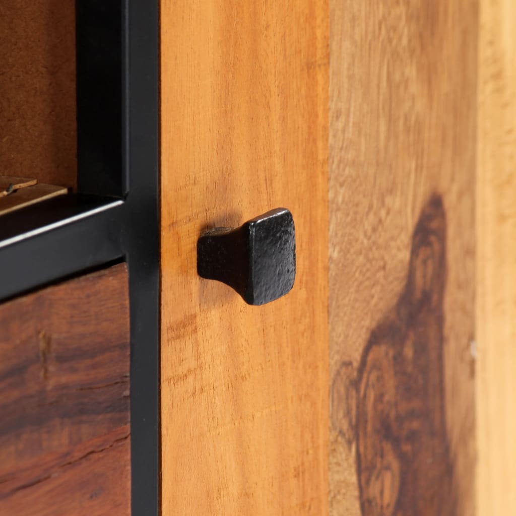 Meuble TV en Bois de Récupération et Acier Gris Foncé-La-Fabrique-Industrielle