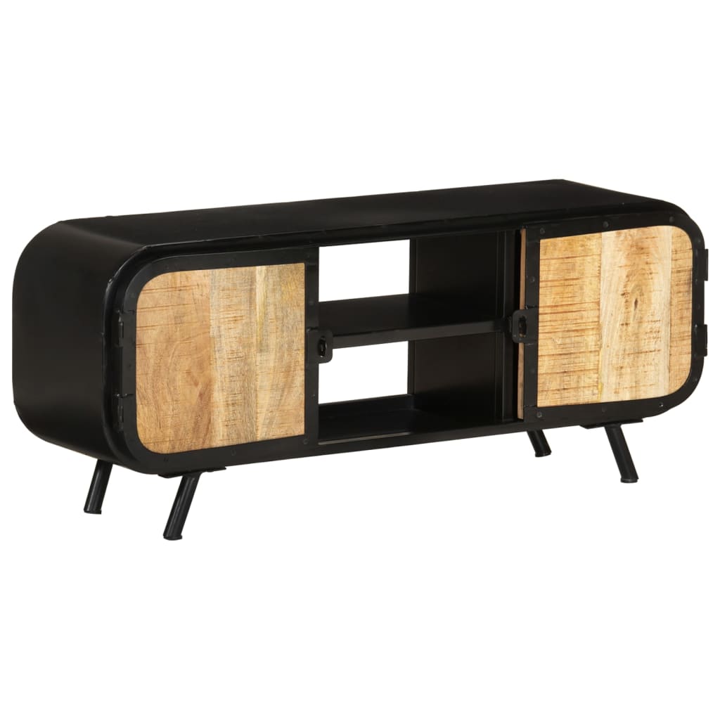 Meuble TV en Bois de Récupération et Fer Noir-Marron-110 cm-1-La-Fabrique-Industrielle