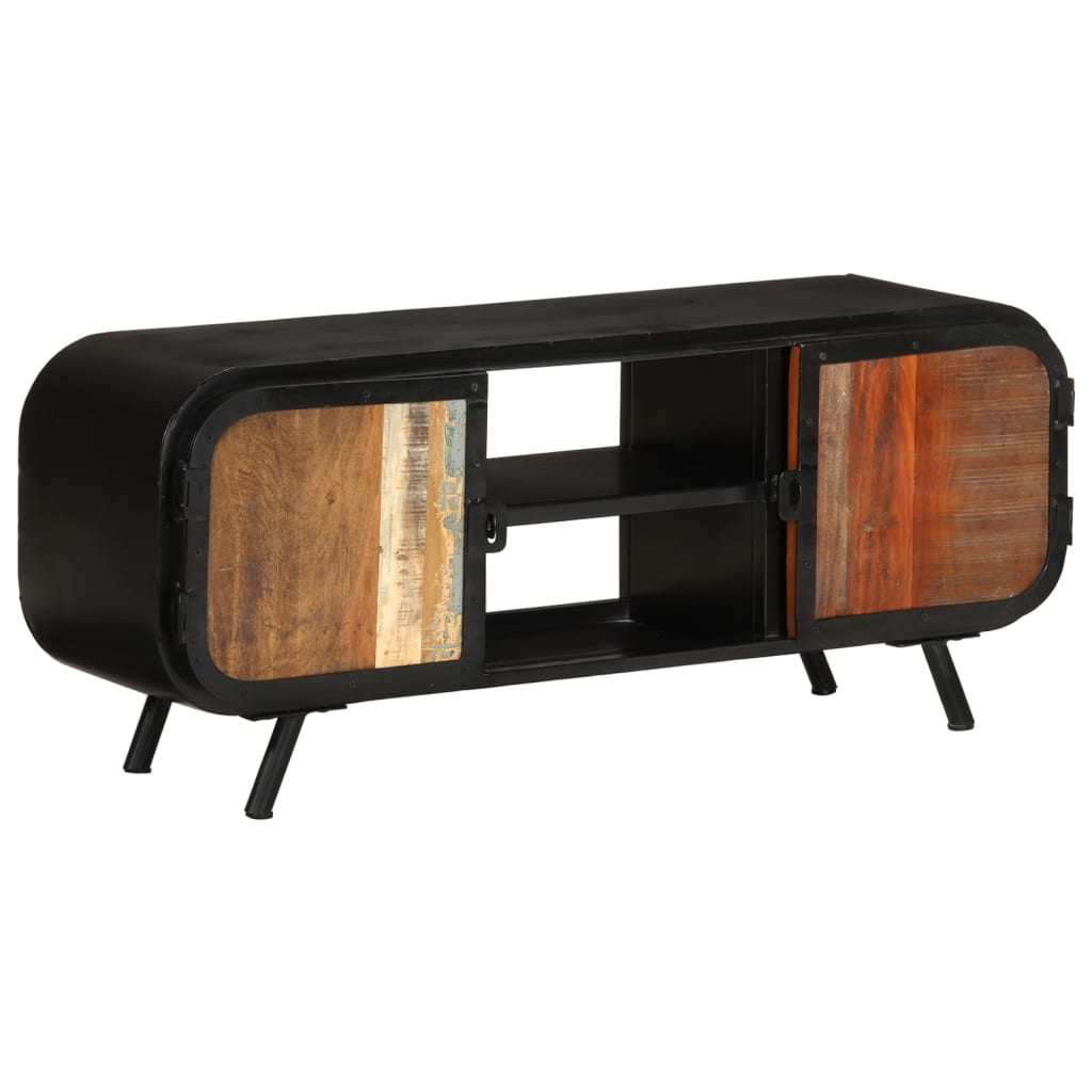 Meuble TV en Bois de Récupération et Fer Noir-La-Fabrique-Industrielle