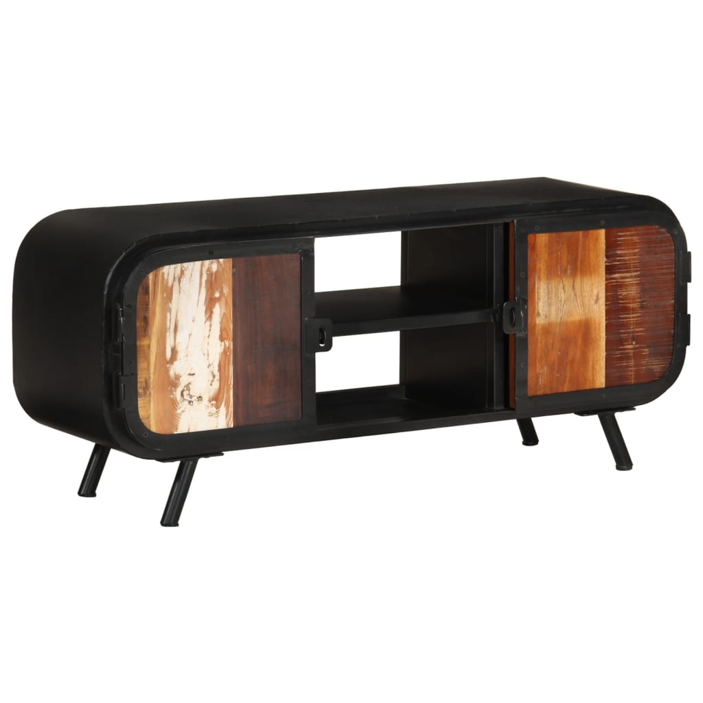 Meuble TV en Bois de Récupération et Fer Noir-La-Fabrique-Industrielle