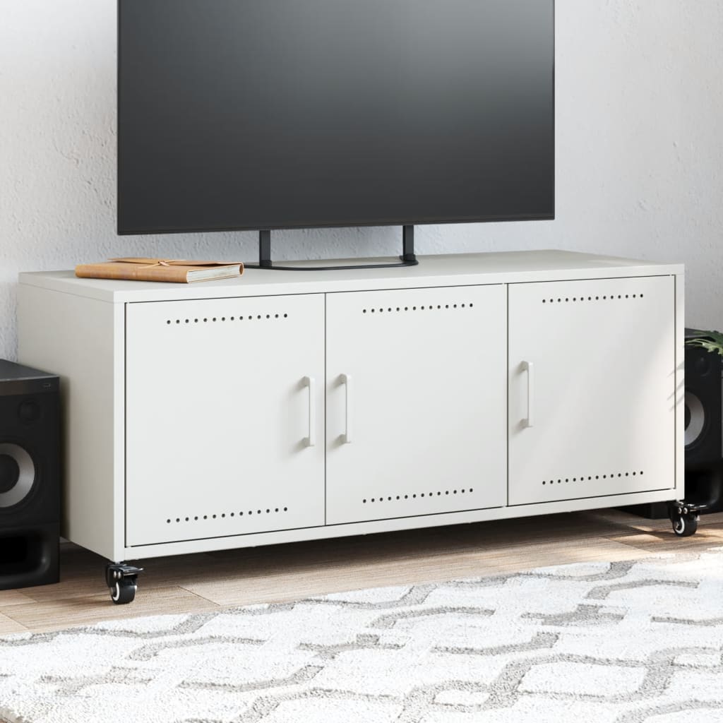 Meuble TV en Métal Design Olive-Blanc-1-La-Fabrique-Industrielle